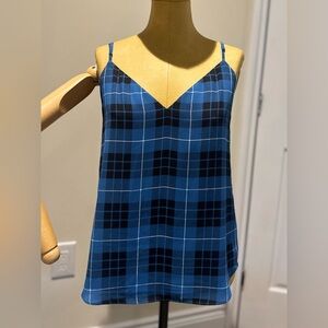 ARITZIA BABATON Everly Blue and Black Plaid Camisole (S)